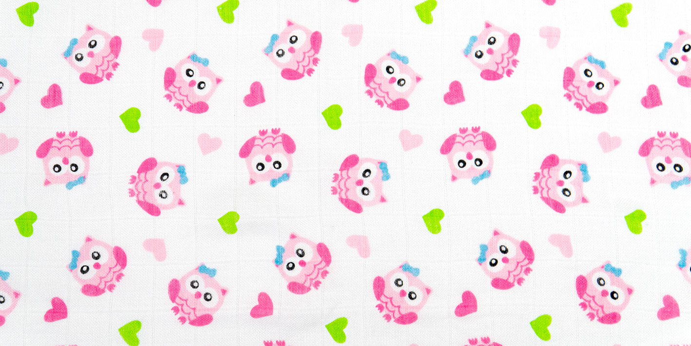 Pielucha bambusowa 120x120 sowa róż